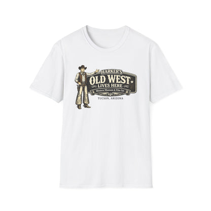 HARKER'S Old West Lives Here T-Shirt — Vintage Cowboy Tucson Graphic Tee