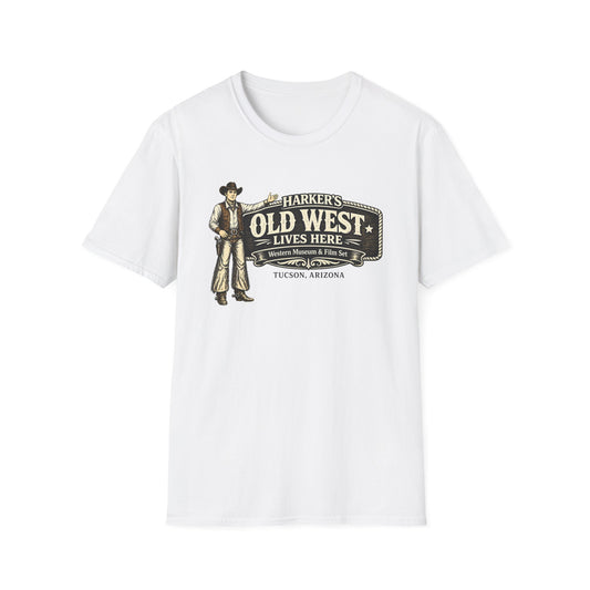 HARKER'S Old West Lives Here T-Shirt — Vintage Cowboy Tucson Graphic Tee