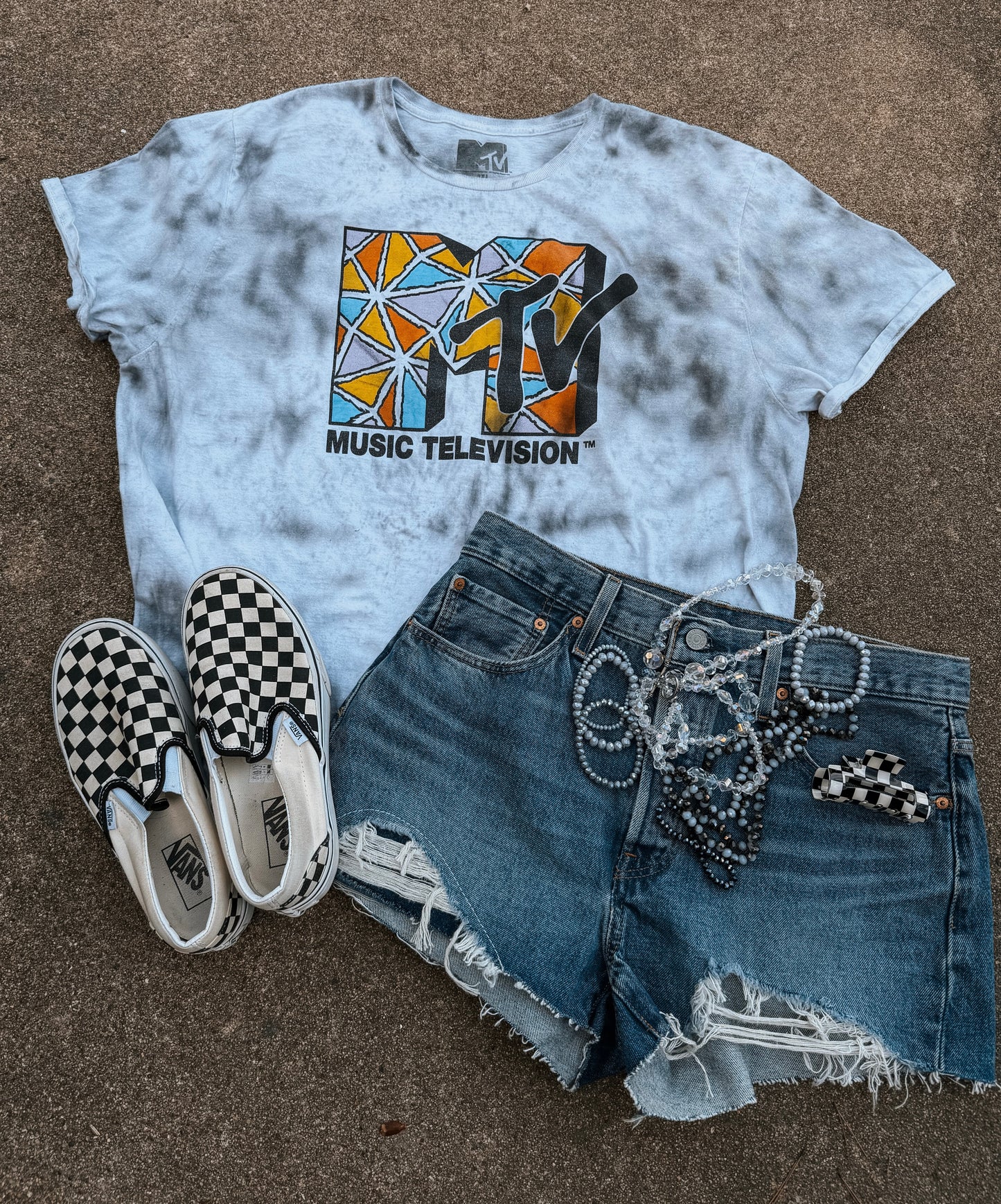 Upcycled By Katie: MTV Music Television Tee – Hand-Bleached One-of-a-Kind (2XL) Shirt