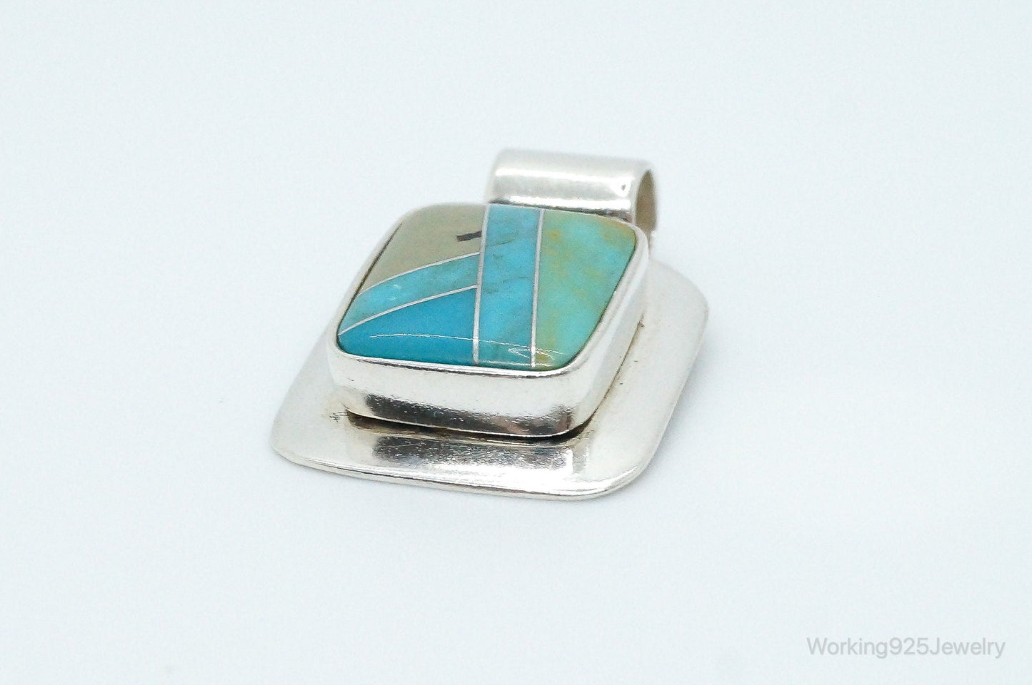 Vintage Desert Rose Trading Co Turquoise Sterling Silver Necklace Pendant