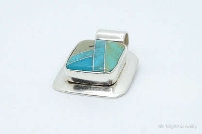 Vintage Desert Rose Trading Co Turquoise Sterling Silver Necklace Pendant