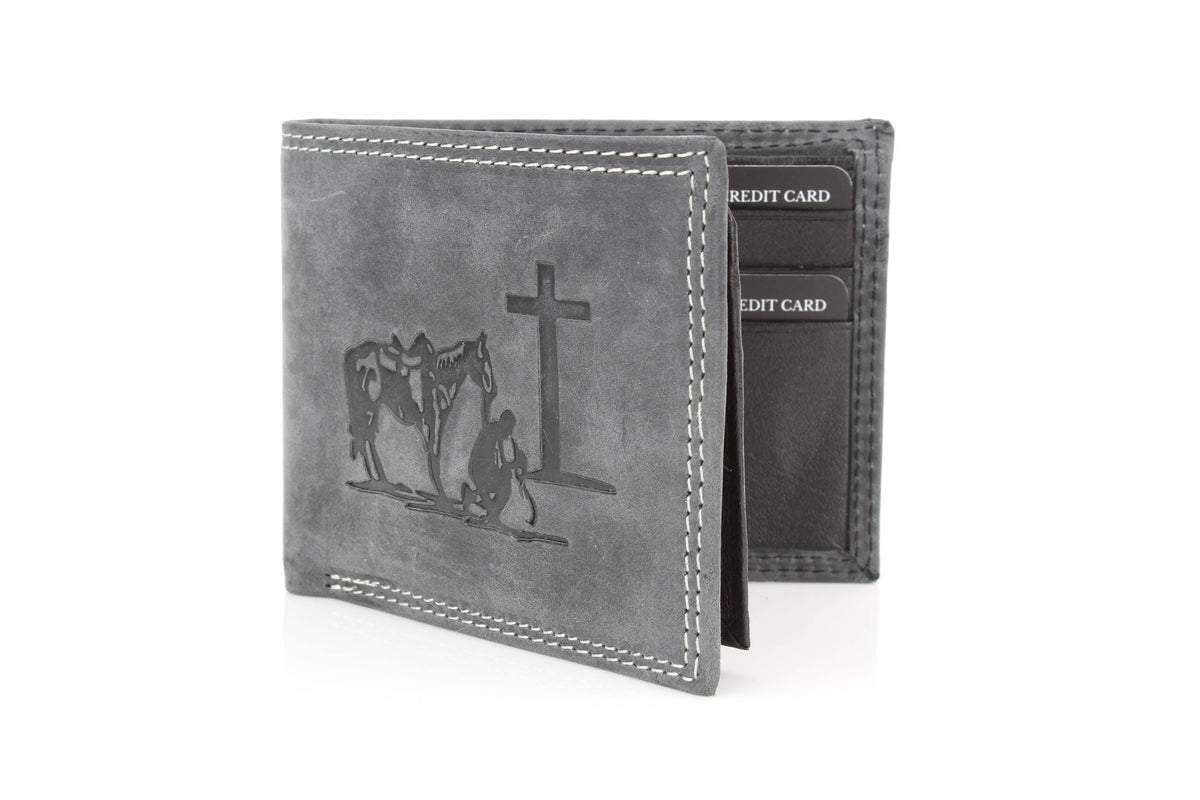 Praying Cowboy Leather Wallet | Branding Iron Western Wear