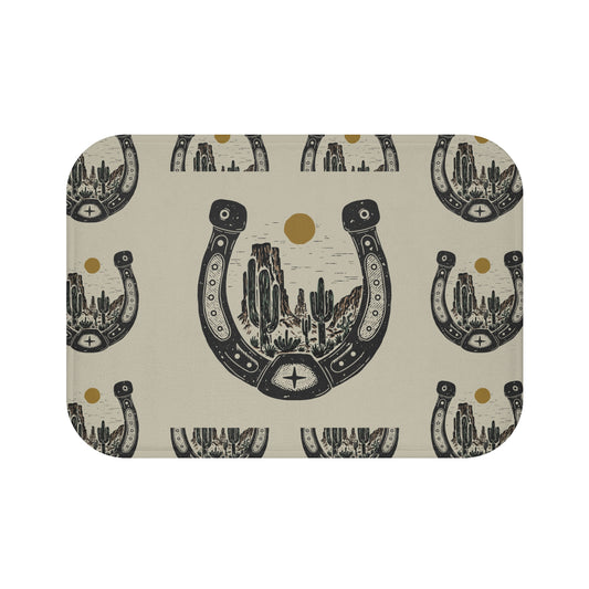 Southwest Horseshoe Bath Mat – Desert Cactus Western Welcome Rug