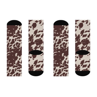 Cow Print Cushioned Crew Socks - Cozy, Fun, Stylish, Unique Gift, Perfect for Everyday Wear, Animal Print Lovers, Fashion Accessories