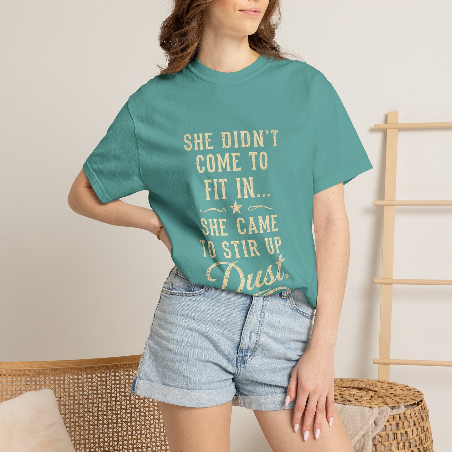 She Came to Stir Up Dust T‑Shirt — Western Inspirational Graphic Tee