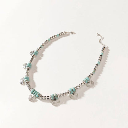 Santa Fe Moon Medallion Necklace in Dusty Silver