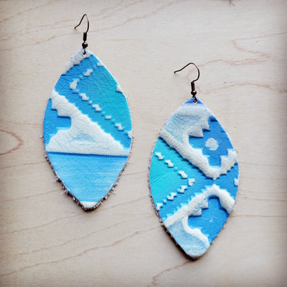 **Leather Oval Earring-Pastel Navajo 224v