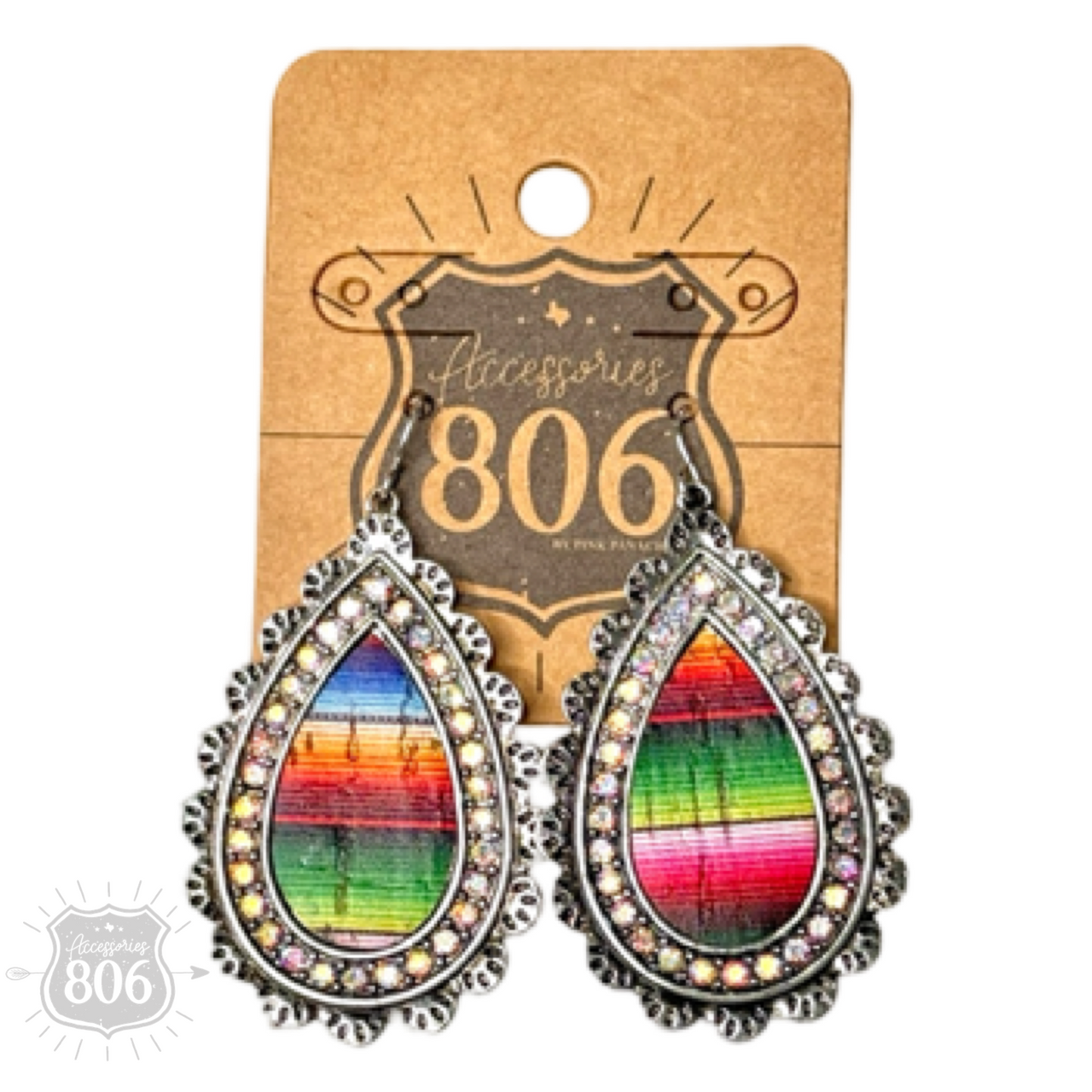 Western serape teardrop earring