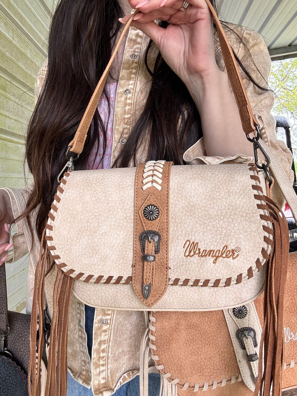 Wrangler Braided Tassel Saddle Crossbody Bag-Multiple Colors