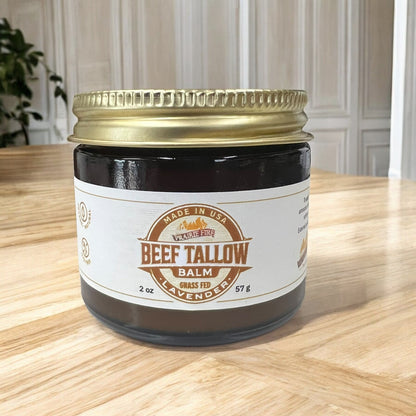 Grass Fed Beef Tallow Balm - 2 oz - Grown and Made in USA - Organic Grass Fed and Finished Tallow - Moisturizing Skin Care