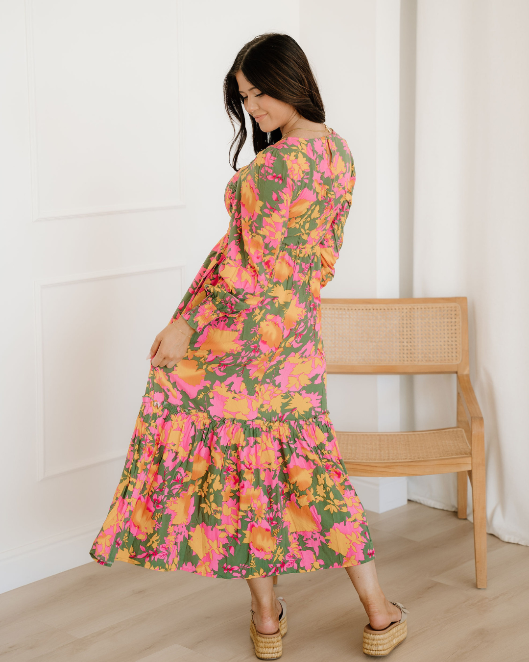 Tinsley Smocked Bodice Ruffled Long Dress
