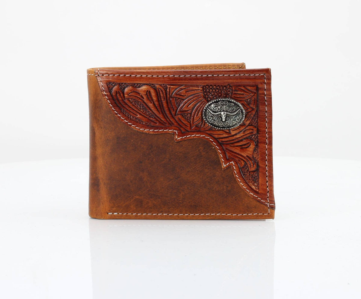 The Stockyard Tooled Leather Bifold Wallet | Branding Iron Western Wear