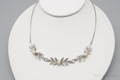 Vintage 1940s Designer Van Dell Pearl Sterling Silver Necklace