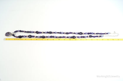 Vintage Carolyn Pollack Relios Charoite Bead Western Sterling Silver Necklace