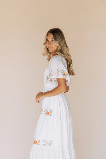 Sicily Embroidered Midi Dress  - Sz Large Only