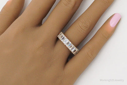 Vintage Cubic Zirconia Gold Vermeil Sterling Silver Band Ring - Size 7