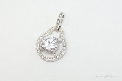 Vintage Art Deco CZ Sterling Silver Necklace Pendant