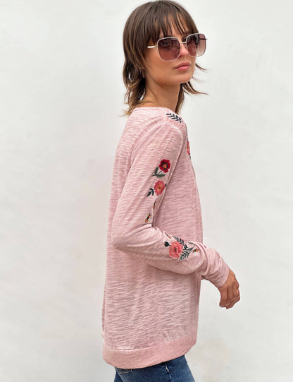 You Deserve Flowers Embroidered Long Sleeve Tee