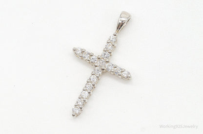 Vintage Designer Avon Cubic Zirconia Cross Sterling Silver Pendant