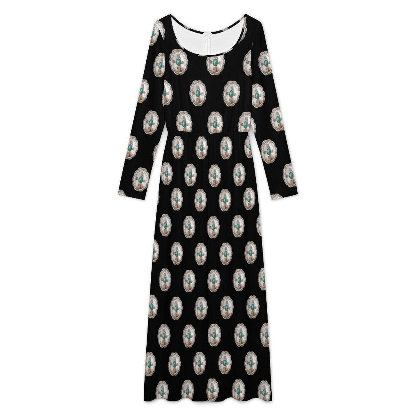 Baha Ranch Turquoise Silver Concho Long Sleeve Jumpsuit