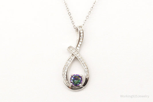 Designer Ryze Mystic Topaz Cubic Zirconia Sterling Silver Necklace