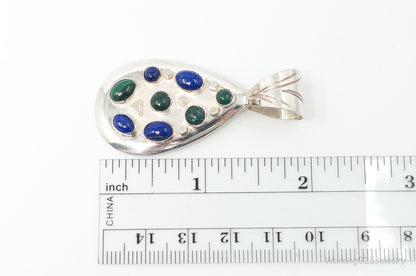 Large Desert Rose Trading Lapis Lazuli Malachite Sterling Silver Pendant