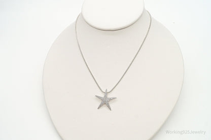 Cubic Zirconia Starfish Sterling Silver Necklace