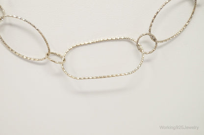 Long Designer Silpada Oval Link Textured Sterling Silver Necklace