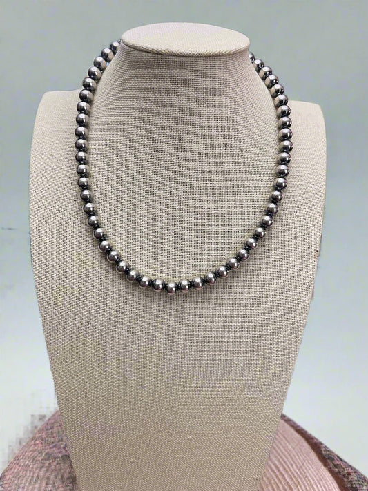 8mm Sterling Pearl Necklace — 16 inch