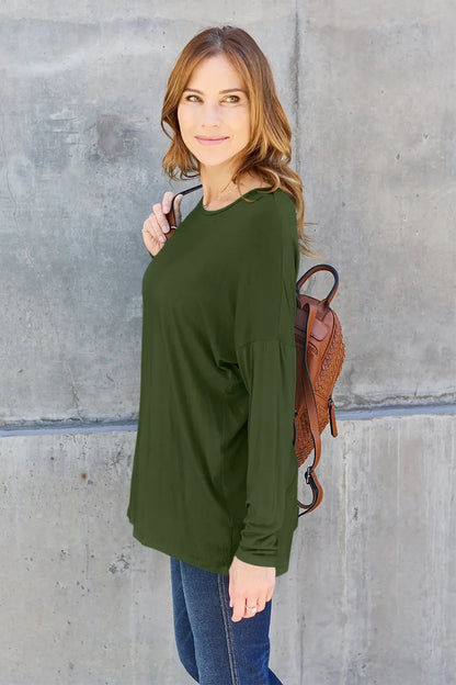 Basic Bae Full Size Relaxed Long Sleeve Tee