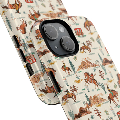 Western Cowboy Pattern Tough Magnetic Phone Case
