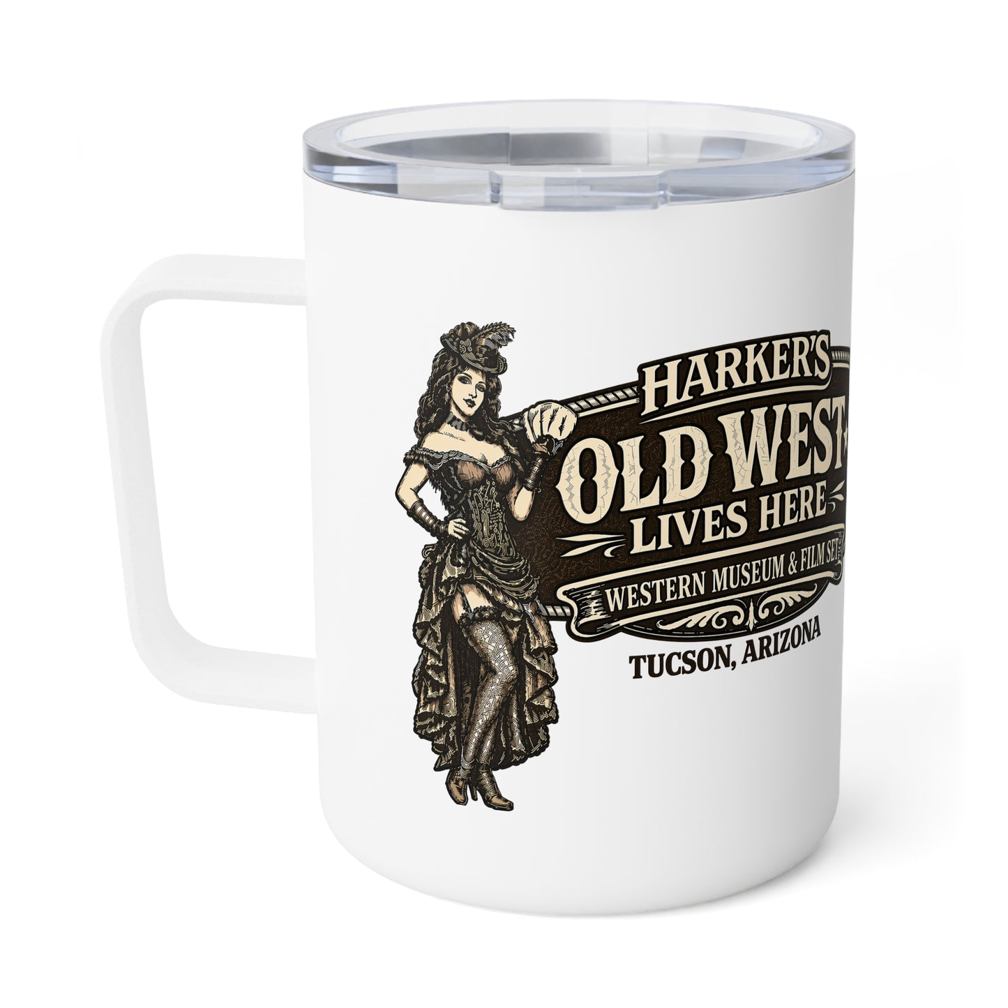 Harker's Saloon Girl 10oz Insulated Mug – Vintage Old West Travel Cup