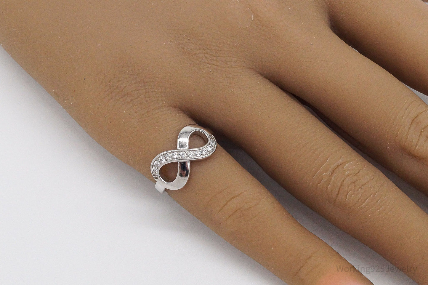 Vintage ESSE Cubic Zirconia Infinity Sterling Silver Ring - Size 5