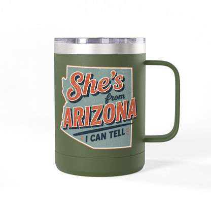 She's From Arizona 15oz Tumbler Mug — Retro State Pride Coffee Cup