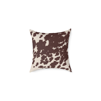 Cowgirl Western Throw Pillow — Cowhide Pattern Square Accent Pillow