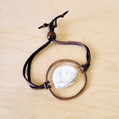 White Turquoise Bracelet w/ Adjustable Ties 010hh