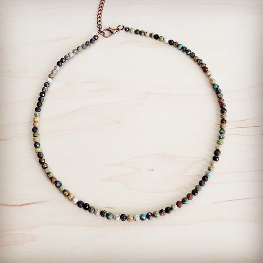 Faceted Genuine HuBei Turquoise Beaded Collar Necklace 262s