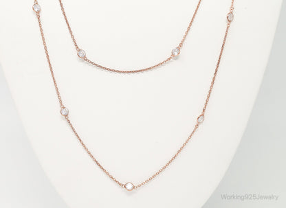 Vintage Rose Gold Vermeil Cubic Zirconia Sterling Silver Necklace