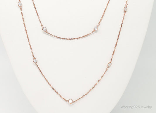 Vintage Rose Gold Vermeil Cubic Zirconia Sterling Silver Necklace