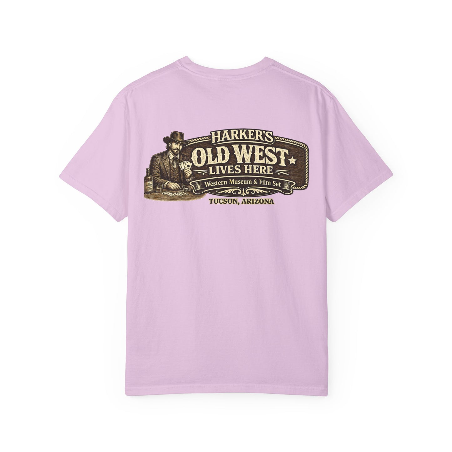 Harker's Gambler Unisex T-Shirt — “Harker’s Old West Lives Here” Vintage Western Tee