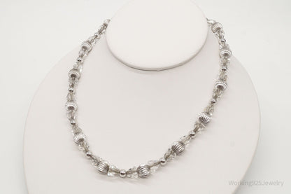 Antique Designer Binder Bros Inc Crystal Art Deco Sterling Silver Necklace 16"