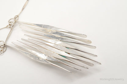 Vintage Turquoise Modernist Silver Necklace