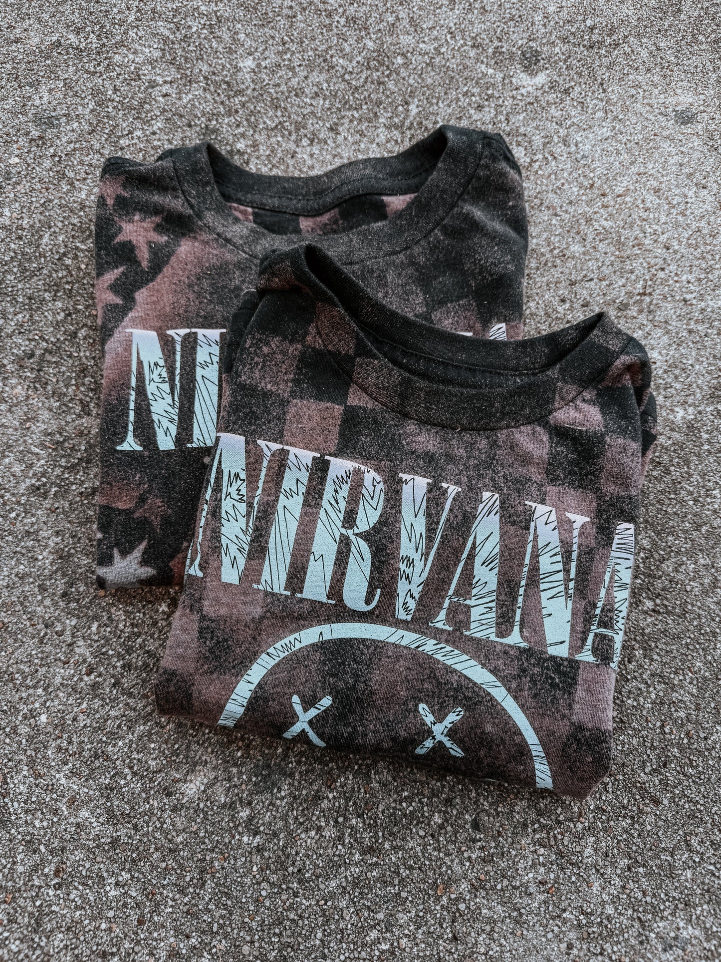 Upcycled By Katie Nirvana Smiley Face Tee – Hand-Bleached One-of-a-Kind (4T) Shirt – Graphic Teen