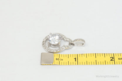Vintage Art Deco CZ Sterling Silver Necklace Pendant