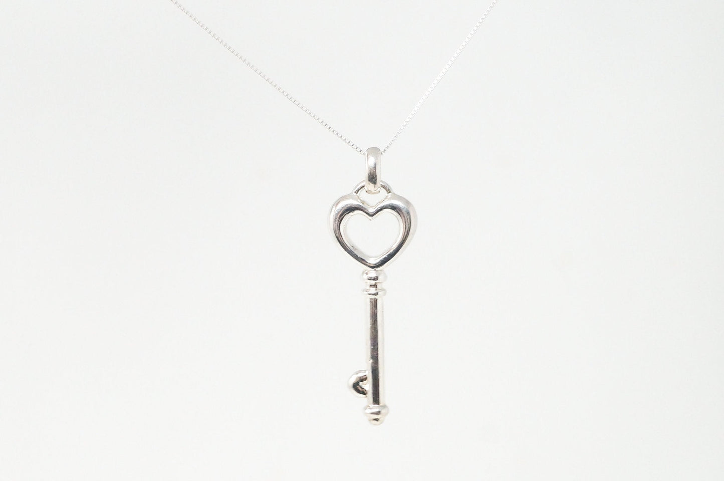 Vintage Designer JCM Key To My Heart Sterling Silver Necklace Pendant