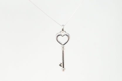Vintage Designer JCM Key To My Heart Sterling Silver Necklace Pendant