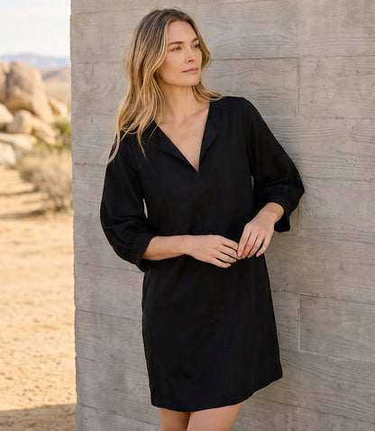 Faux Suede Puff Sleeve Dress