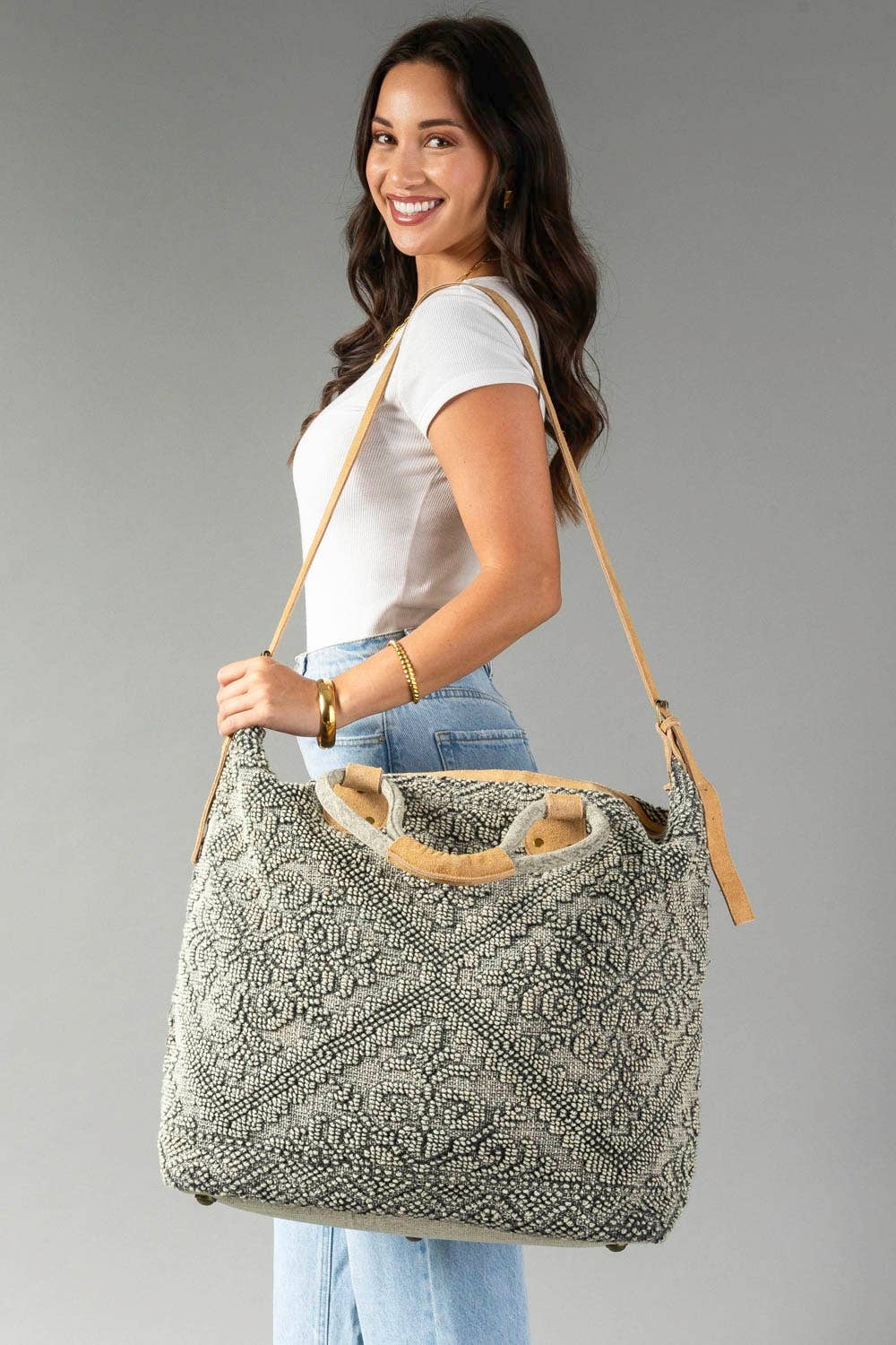 Sage Vintage Inspired Textured Tote
