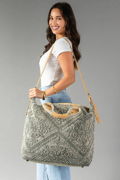 Sage Vintage Inspired Textured Tote