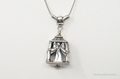 Four Sided Angel Bell Sterling Silver Necklace